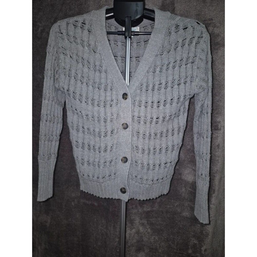 Grace & Lace Gray Distressed Open Knit Cardigan Sweater - XS